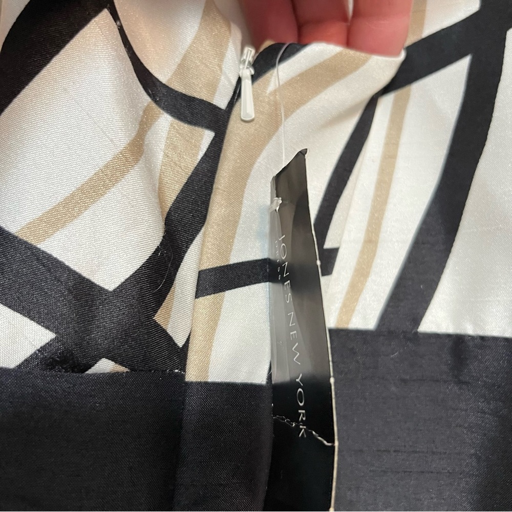 Jones New York Halter A-line Dress Size 8 Womans White/Black/Tan Sleeveless NWT - Picture 7 of 9